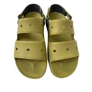 Iconic Crocs Comfort Olive Green Strap All Terrain Sandals With Back Strap Sz 15